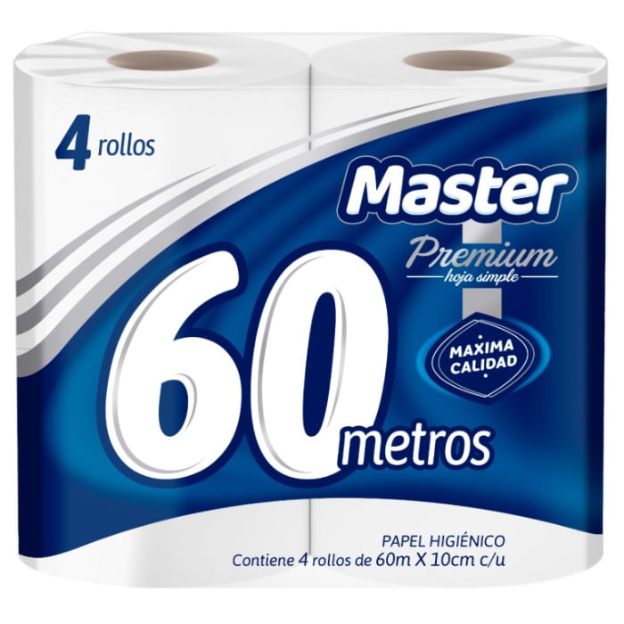 Papel Higiénico Master Premium 4 Unidades 60 Mt