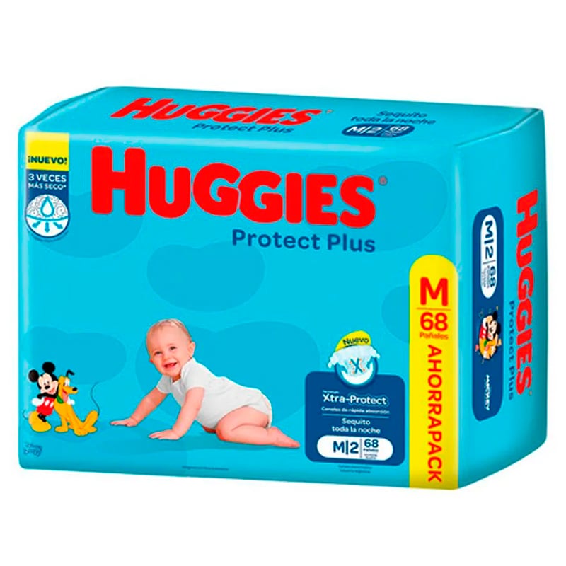 Pañales Huggies Protect Plus M 68 Unidades