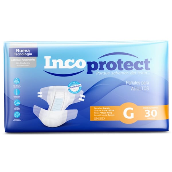 Pañal Para Adultos Incoprotect Talle G 30 Unidades 