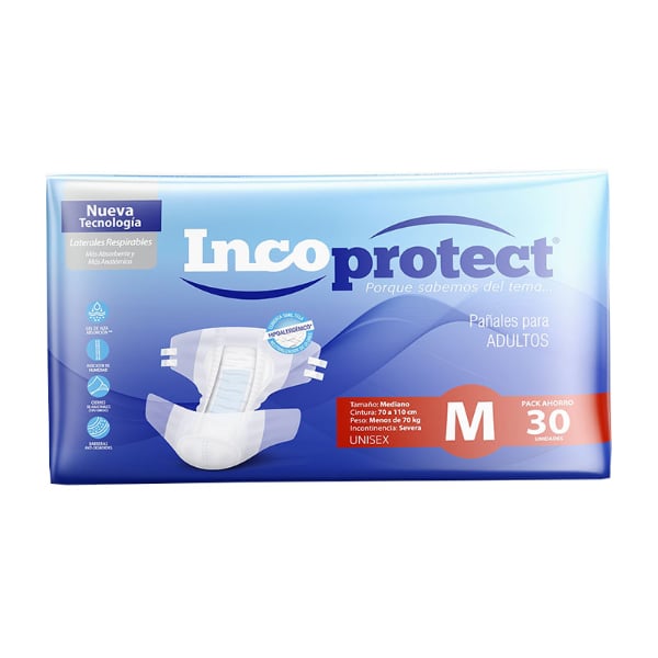 Pañal Para Adultos Incoprotect Talle M 30 Unidades 