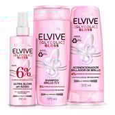 Combo Elvive Glycolic Gloss Shampoo, Acondicionador y Tratamiento  