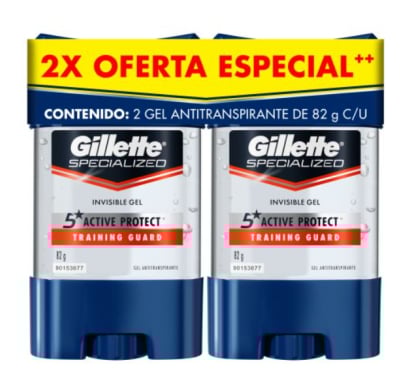Pack Antitranspirante en Gel Gillette Men Clear Training 82 g 2 Unidades