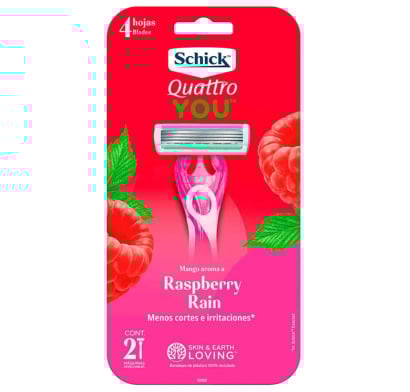 Afeitadora Schick Quattro Raspberry Rain 2 Unidades