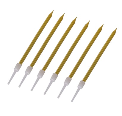 Velas de Cumpleaños Happy Paper Doradas 6 Unidades