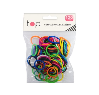Gomitas Finas para el Pelo Top 100 Unidades Varios Colores