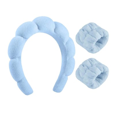 Set Vincha y Muñequeras Calm Celeste