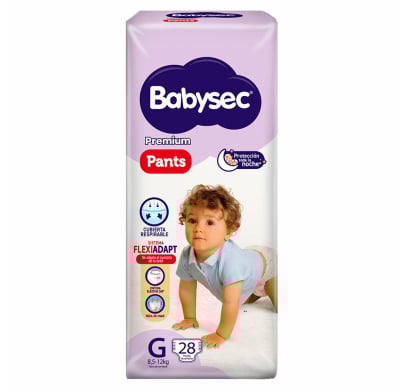 Pañales Babysec Premium Pants G 28 Unidades