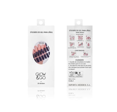 Uñas Postizas Adhesivas en Gel Glow & Go para Lámpara UV Azul Oscuro