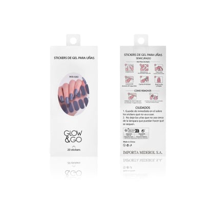 Uñas Postizas Adhesivas en Gel Glow & Go para Lámpara UV Gris