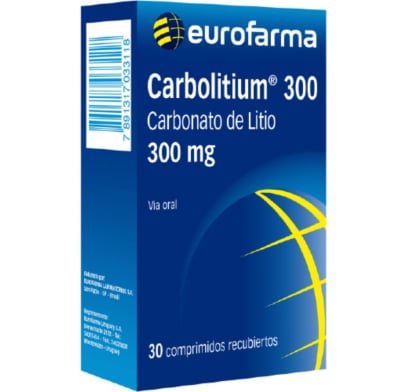 Carbolitium 300 mg 30 Comprimidos Recubiertos