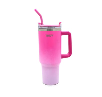 Vaso Térmico Trendy con Tapa y Sorbete Rosa 1.2 l