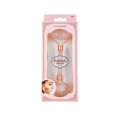 Rodillo Masajeador Hortensia Facial Cuarzo Rosa