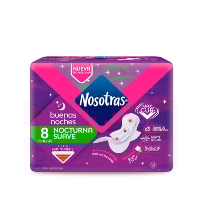 Toallitas Femeninas Nosotras Nocturna Suave 8 Unidades