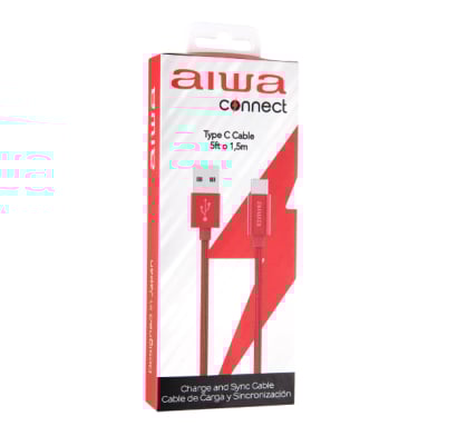 Cable de Carga Aiwa Tipo C USB A/M 1.5 m Rojo