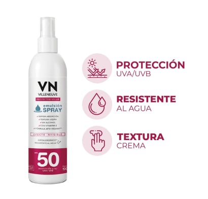 Protector Solar Villeneuve Emulsión FPS50 Spray 190 m l