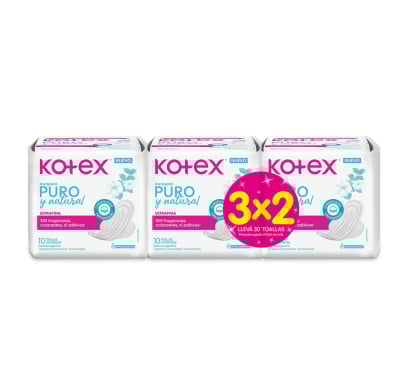 Toallitas Femeninas Kotex Ultra Puro y Natural 3 Unidades