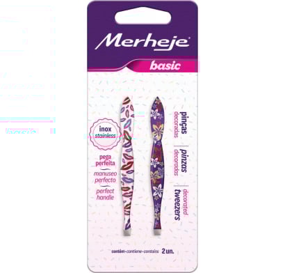 Set de Pinzas de Cejas Merheje Decoradas 2 Unidades