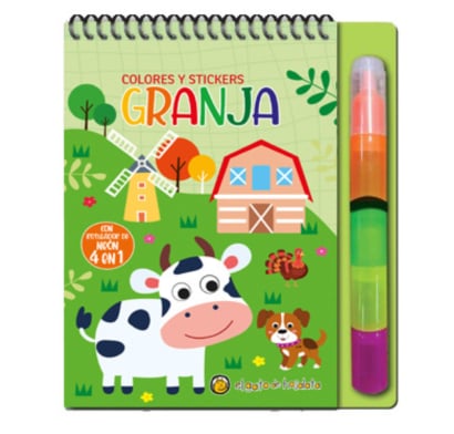 Libro Colores 4 en 1 y stickers: granja