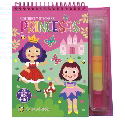 Libro Colores 4 en 1 y stickers: princesa