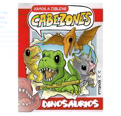 Libro Vamos a dibujar cabezones - dinosaurios
