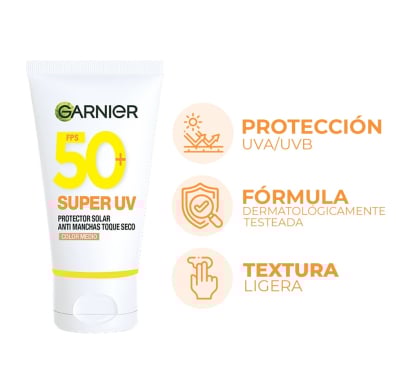 Protector Solar Facial Garnier Super UV Antimanchas Tono Medio FPS50+ 40 Gg