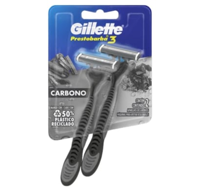 Afeitadora Gilette Prestobarba 3 Carbono Hombre 2 Unidades