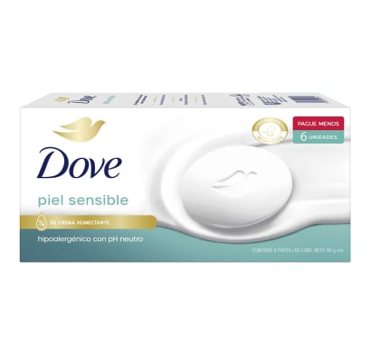 Jabón en Barra Dove Piel Sensible Corporal 90 g 6 Unidades