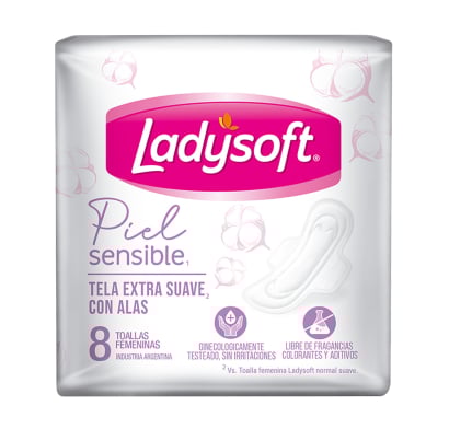Toallitas Femeninas Ladysoft Piel Sensible 8 Unidades