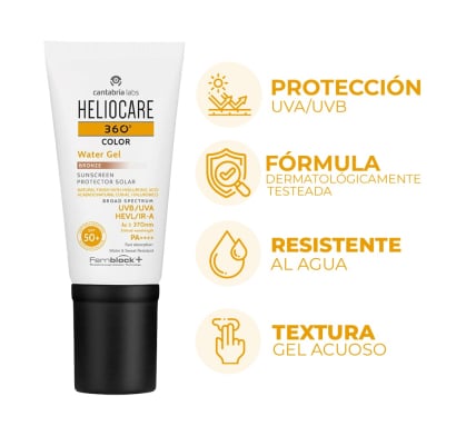 Protector Solar Heliocare 360° Water Gel Color Bronze FPS50+ 50 ml