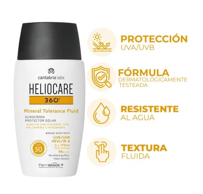 Protector Solar Heliocare 360° Fluido Mineral Tolerance FPS50+ 50 ml