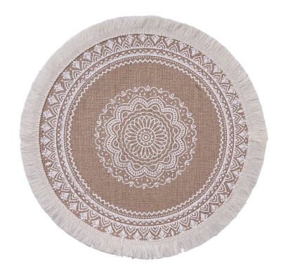 Individual Farma Hogar Circular Blanco y Beige 1 Unidad