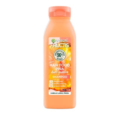 Botella de shampoo Garnier Fructis Hair Food Piña para cabello largo y frágil