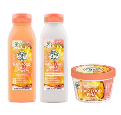 Combo Garnier Fructis Hair Food Piña Shampoo, Acondicionador y Mascarilla Capilar