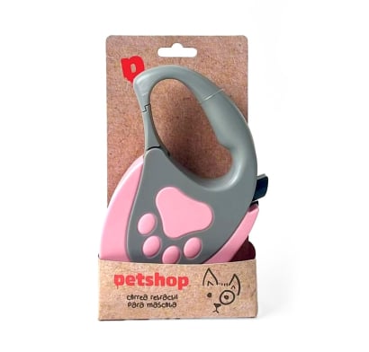 Correa Retráctil Petshop Rosa 