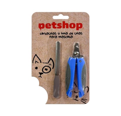 Set para Mascotas Petshop Cortaúñas y Lima de Uñas Azul