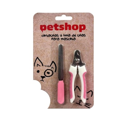 Set para Mascotas Petshop Cortaúñas y Lima de Uñas Rosado