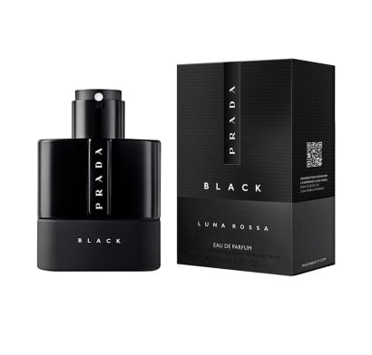 Prada Luna Rossa Black Eau De Parfume, Fragancia Amaderada, Presentación Negra, Notas de Bergamota, 50 ml