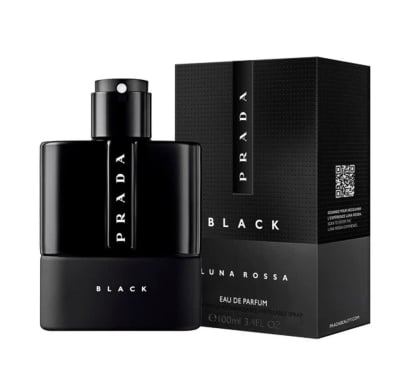 Prada Luna Rossa Black Eau De Parfume, Fragancia Amaderada, Presentación Negra, Notas de Bergamota, 100 ml