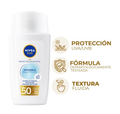 Protector Solar Nivea Fluido Invisible Facial FPS50+ 40 ml