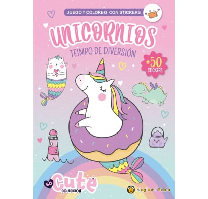 Libro Unicornios tiempo de diversión con stickers 