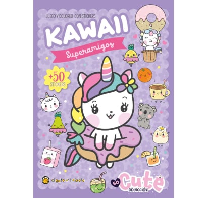 Libro Kawaii superamigos con stickers