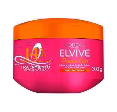 L'Oréal Paris Elvive Dream Liso, Mascarilla Efecto Keratina por 72 Horas, 300 gr