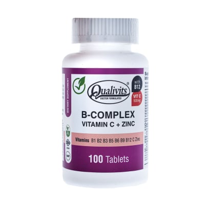 B-Complex Qualivits Vitamina C + Zinc 100 Tabletas