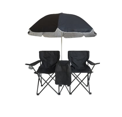 Set de Playa 2 Sillas, Sombrilla y Conservadora Negro