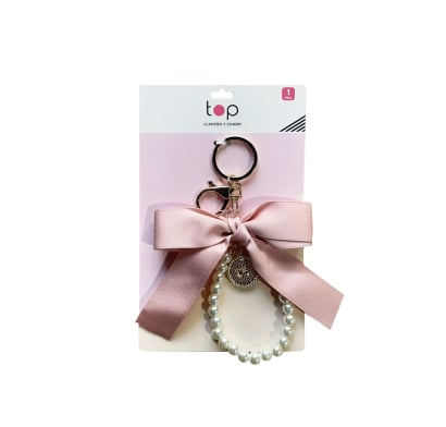 Llavero Top con Charm Moña y Perlas 1 Unidad