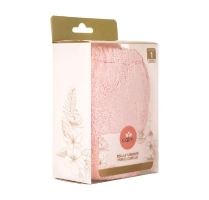 Toalla Turbante para el Cabello Calm con Elástico Rosada