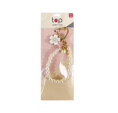 Llavero Top con Charm Perlas y Flor 1 Unidad