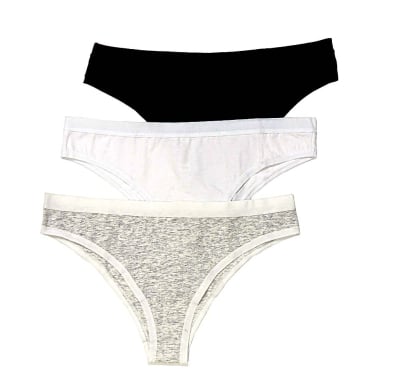 Bombachas Bikini de Algodón Pimentón Blanco, Gris y Negro Talle XG 3 Unidades