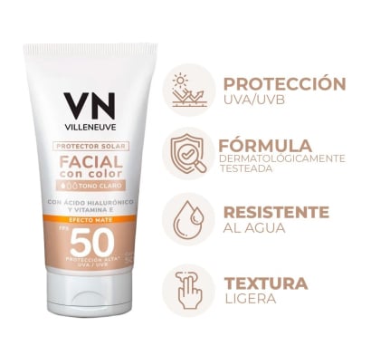 Protector Solar Villeneuve Facial Tono Claro FPS50+ 50 ml