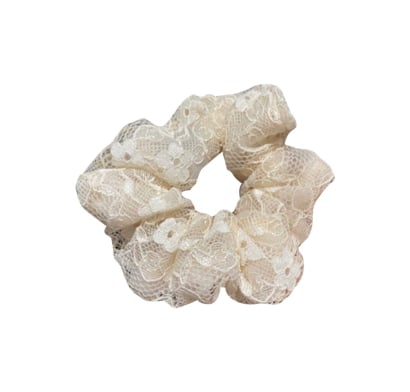 Gomita Scrunchie para el Pelo Top de Encaje Blanca 1 Unidad